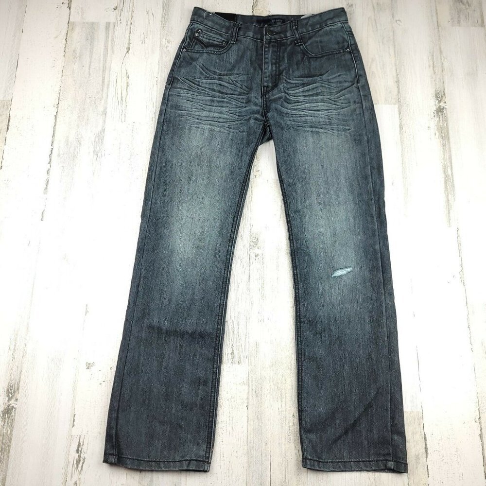 GS115 Bleeker Slim Fit Distressed Jeans Boys Size 14 Dark Wash Denim